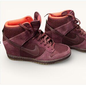 Nike Dunk Sky Hi Wedge Burgundy Gum 644877-601 Womens 9 Hidden Heel